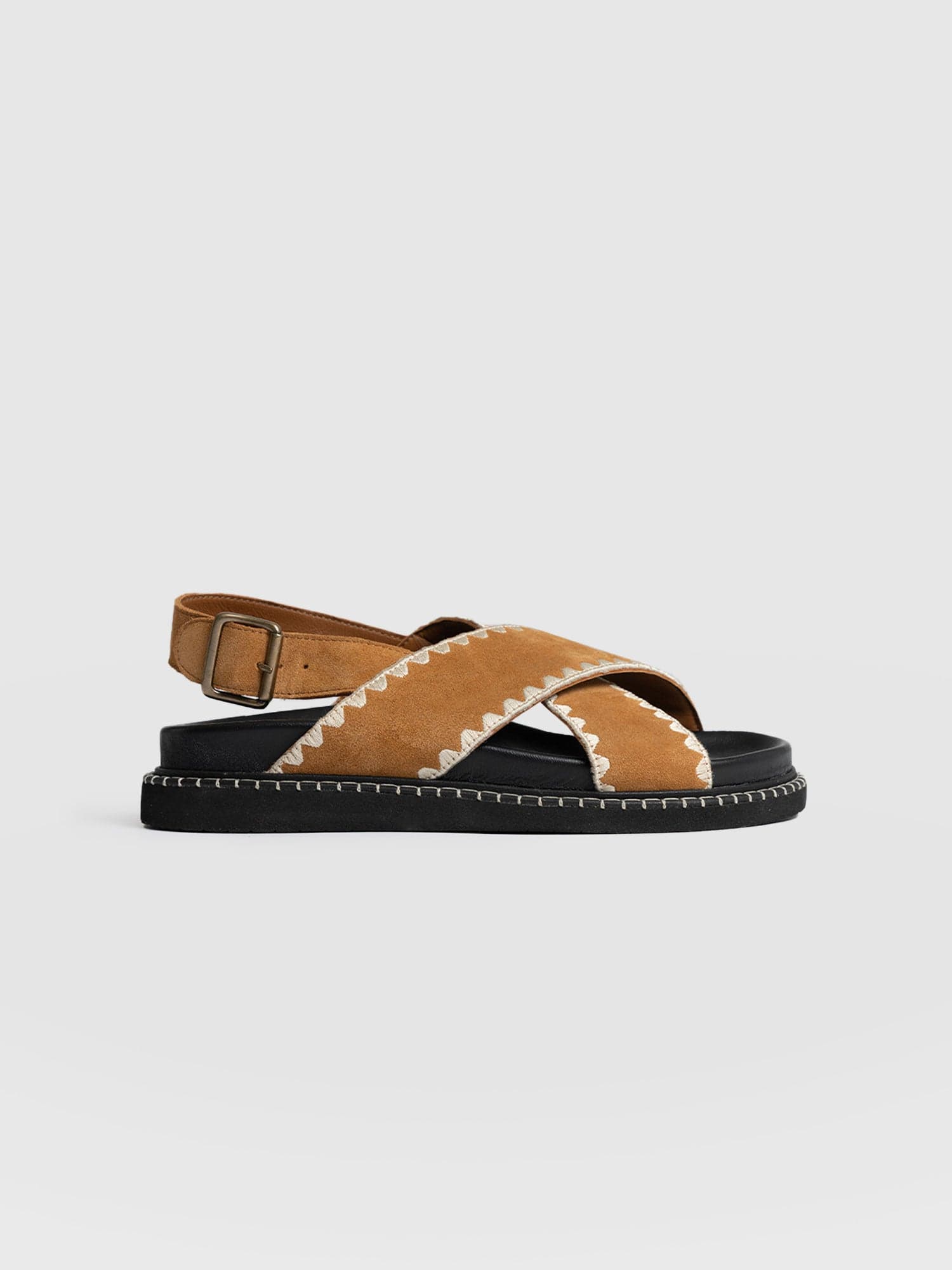 Bonnie Cross Over Sandals - Tan - Women's Shoes | Saint + Sofia® USA